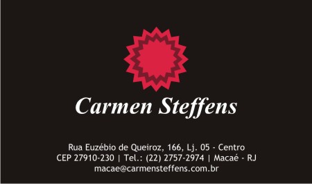 Cartão de visita produzido para Carmen Steffens em Macaé, Rio de Janeiro
